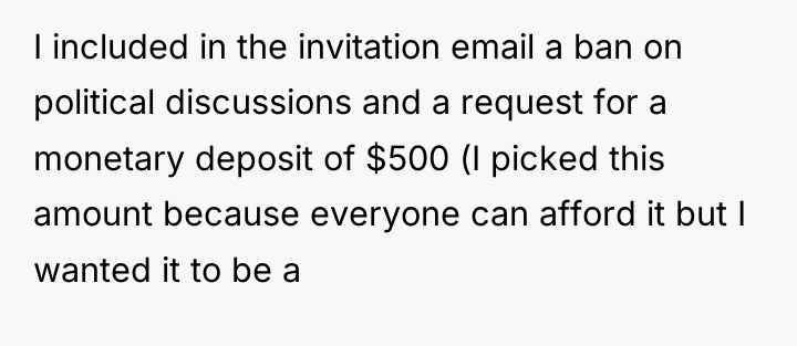 I included in the invitation email a ban on political...