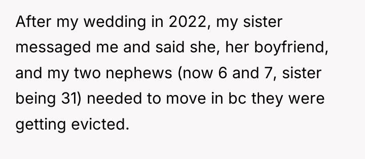 After my wedding in 2022, my sister messaged me and...