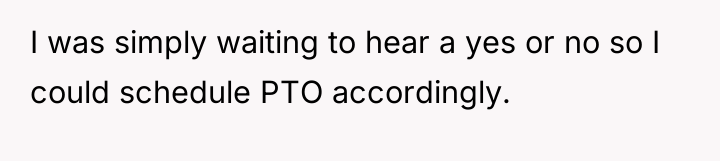 I was simply waiting to hear a yes or no...