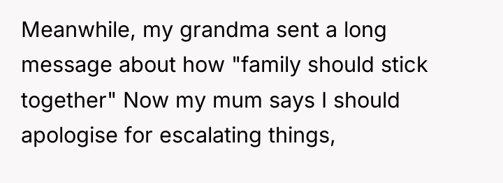 Meanwhile, my grandma sent a long message about how "family...