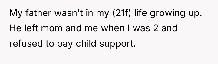 My father wasn't in my (21f) life growing up. He...