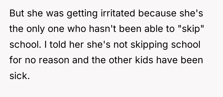 But she was getting irritated because she's the only one...
