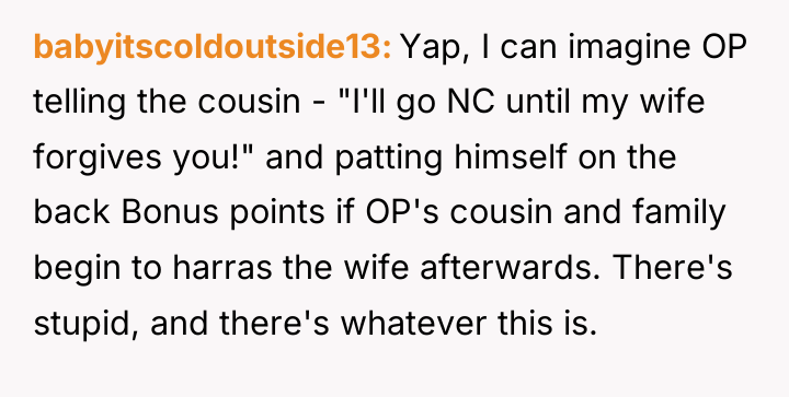 babyitscoldoutside13 Yap, I can imagine OP telling the cousin -...