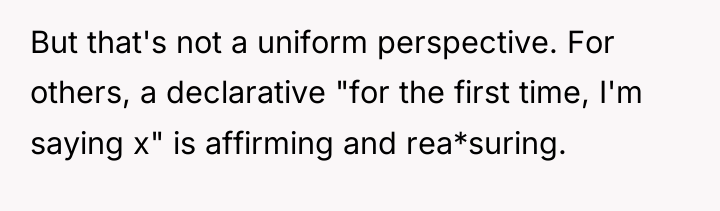 But that's not a uniform perspective. For others, a declarative...