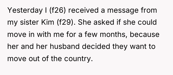 Yesterday I (f26) received a message from my sister Kim...