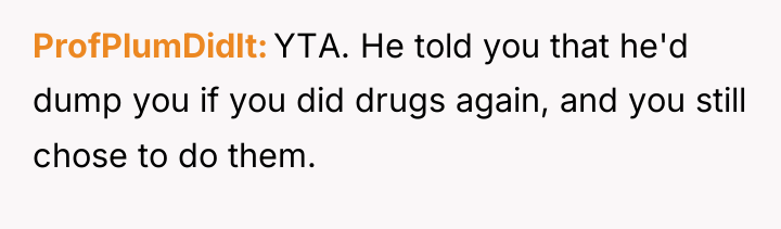 ProfPlumDidIt YTA. He told you that he'd dump you if...
