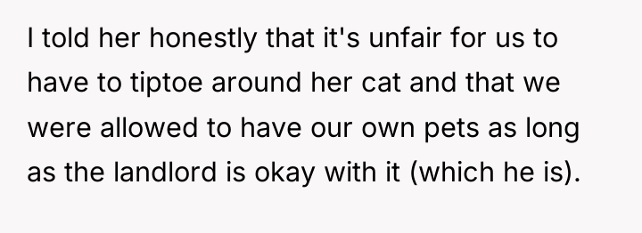 I told her honestly that it's unfair for us to...