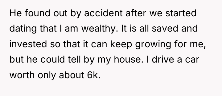 He found out by accident after we started dating that...