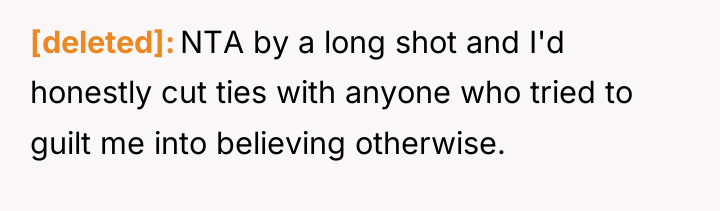 [deleted] NTA by a long shot and I'd honestly cut...