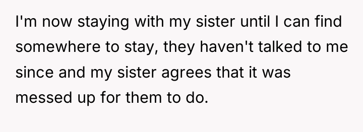 I'm now staying with my sister until I can find...