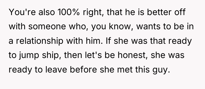 You're also 100% right, that he is better off with...