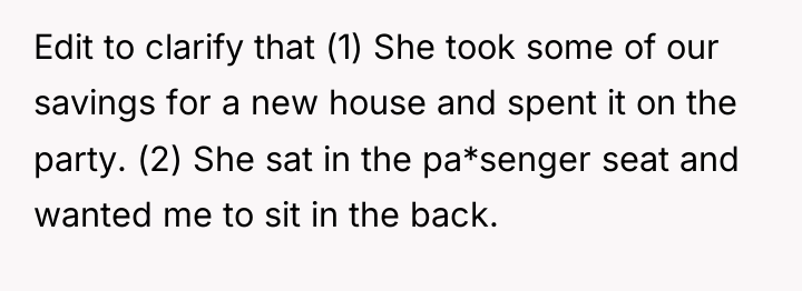 Edit to clarify that (1) She took some of our...