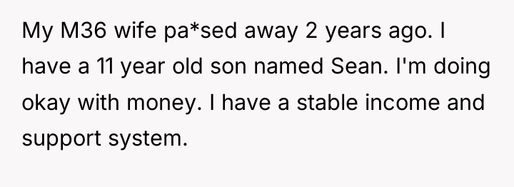 My M36 wife pa*sed away 2 years ago. I have...