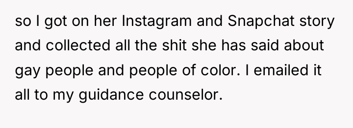 so I got on her Instagram and Snapchat story and...