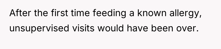 After the first time feeding a known allergy, unsupervised visits...