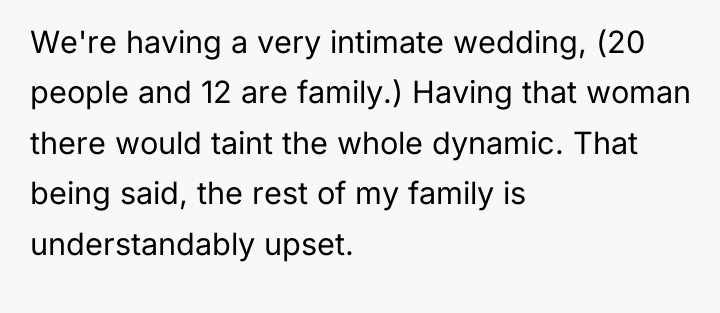 We're having a very intimate wedding, (20 people and 12...