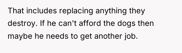 That includes replacing anything they destroy. If he can't afford...