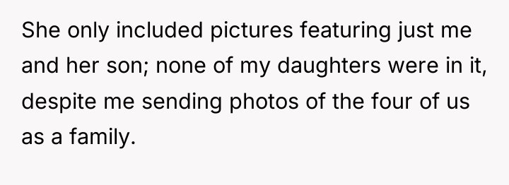 She only included pictures featuring just me and her son;...
