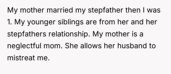 My mother married my stepfather then I was 1. My...