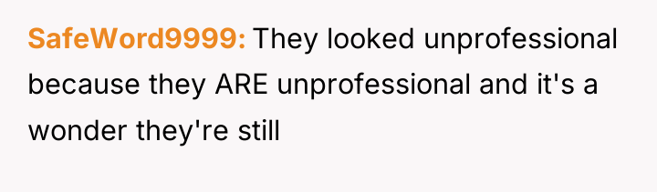 SafeWord9999 They looked unprofessional because they ARE unprofessional and it's...