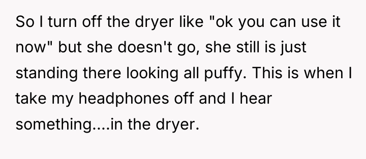 So I turn off the dryer like "ok you can...