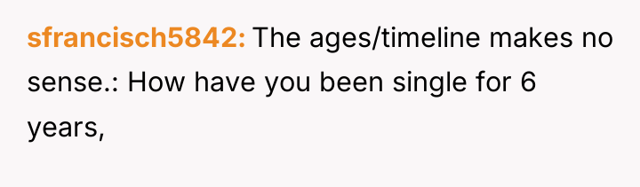 sfrancisch5842 The ages/timeline makes no sense.: How have you been...