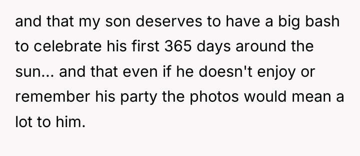 and that my son deserves to have a big bash...
