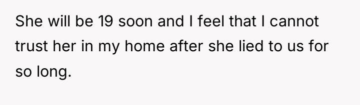 She will be 19 soon and I feel that I...