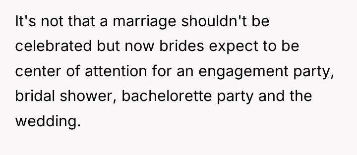It's not that a marriage shouldn't be celebrated but now...