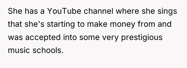 She has a YouTube channel where she sings that she's...
