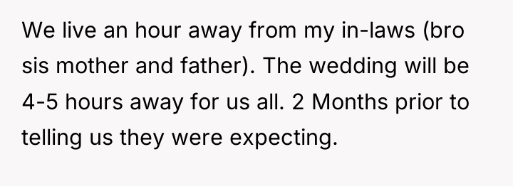 We live an hour away from my in-laws (bro sis...