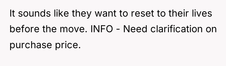 It sounds like they want to reset to their lives...