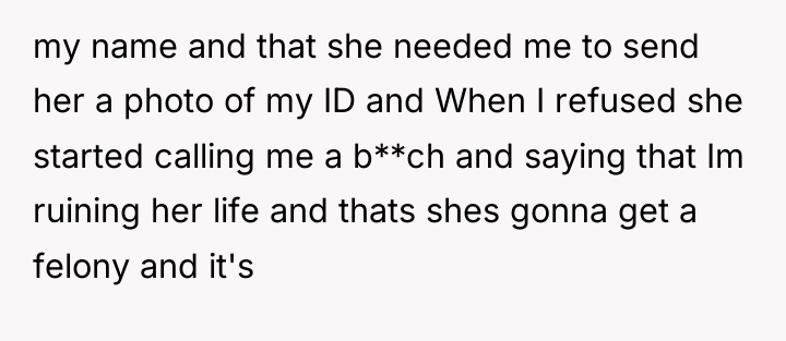 my name and that she needed me to send her...
