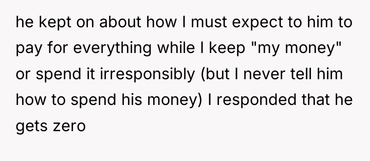 he kept on about how I must expect to him...