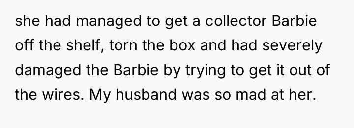 she had managed to get a collector Barbie off the...
