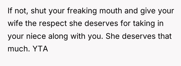 If not, shut your freaking mouth and give your wife...