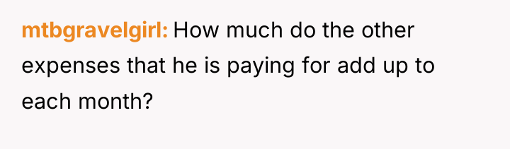 mtbgravelgirl How much do the other expenses that he is...