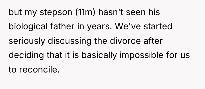 but my stepson (11m) hasn't seen his biological father in...