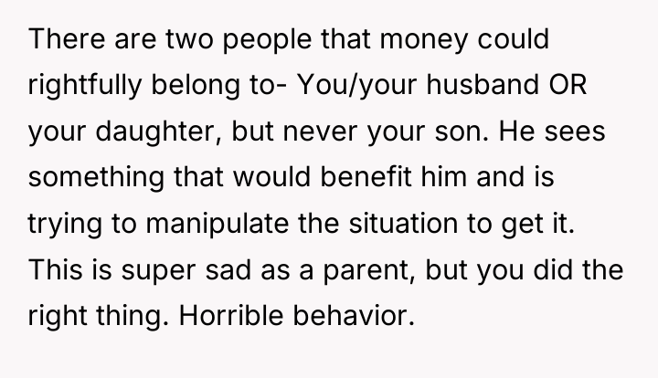 There are two people that money could rightfully belong to-...