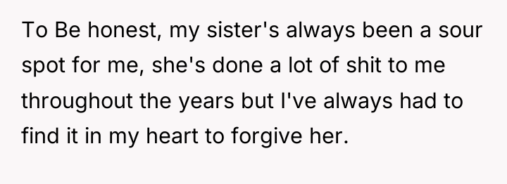 To Be honest, my sister's always been a sour spot...