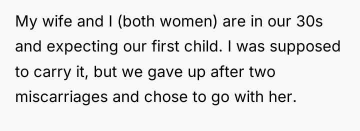 My wife and I (both women) are in our 30s...