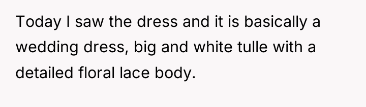 Today I saw the dress and it is basically a...