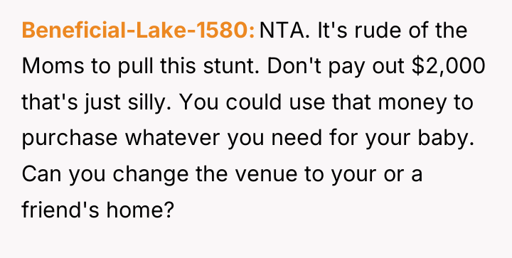 Beneficial-Lake-1580 NTA. It's rude of the Moms to pull this...