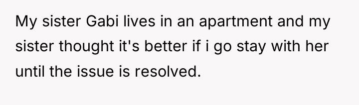 My sister Gabi lives in an apartment and my sister...