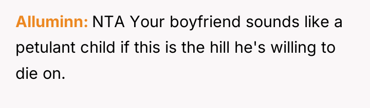 Alluminn NTA Your boyfriend sounds like a petulant child if...