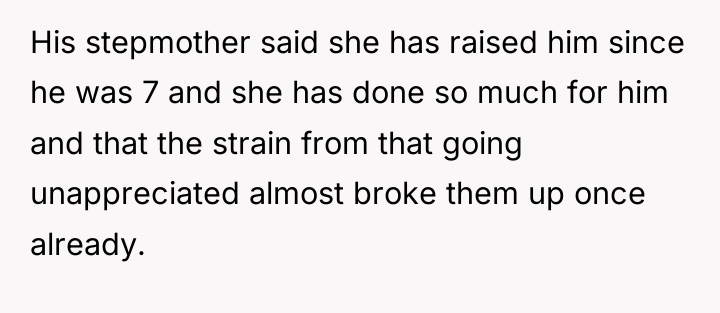 His stepmother said she has raised him since he was...