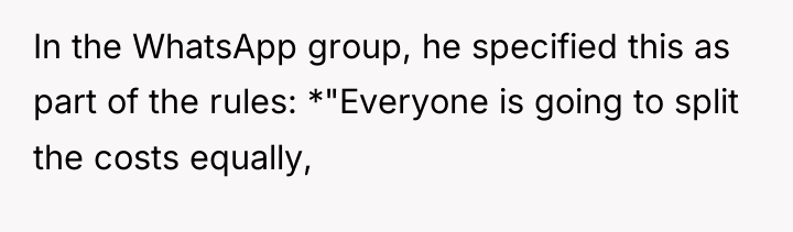 In the WhatsApp group, he specified this as part of...