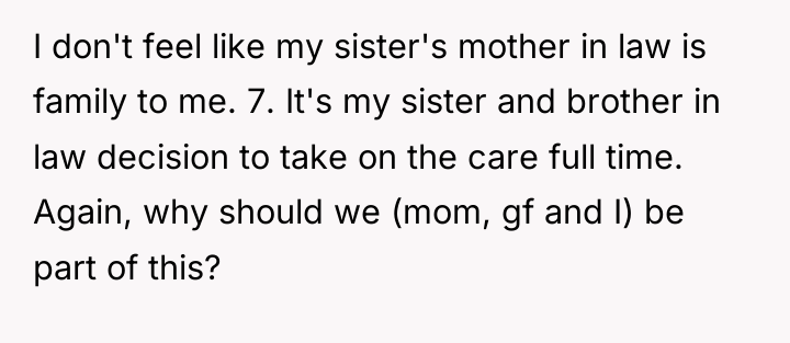 I don't feel like my sister's mother in law is...