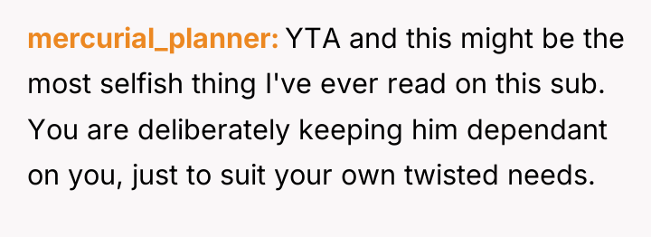 mercurial_planner YTA and this might be the most selfish thing...