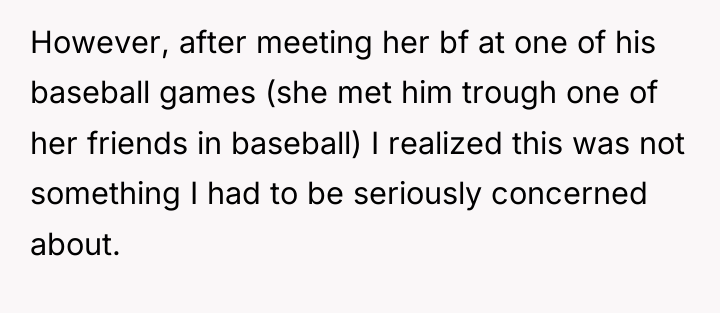 However, after meeting her bf at one of his baseball...